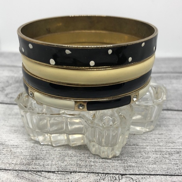 CURATED bundle j.crew and vintage enamel bangle bracelets lot 4 layering stack - Picture 2 of 7